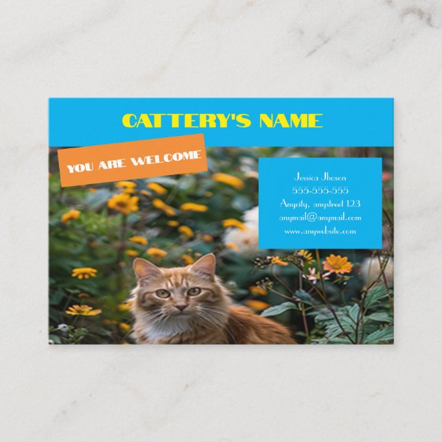 Visita Tarjeta De Negocio De personalizable Para Catteria (Anverso)