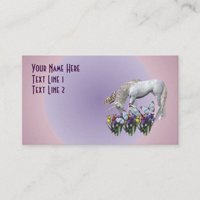 Visita Tarjeta De Negocio De Unicornio Y Mariposas (Anverso)
