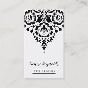 Visita TARJETA DE NEGOCIO elegante damasco blanco negro e