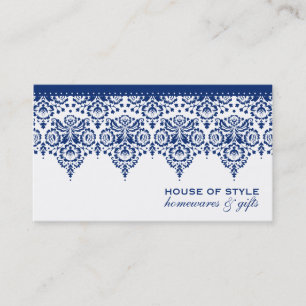 Visita TARJETA DE NEGOCIO elegante damasco real azul mari