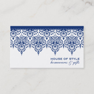 Visita TARJETA DE NEGOCIO elegante damasco real azul mari