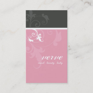 Visita TARJETA DE NEGOCIO elegante follaje verde rosa