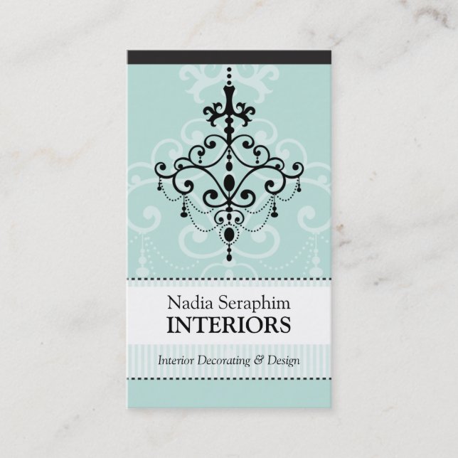 Visita TARJETA DE NEGOCIO elegante lámpara de araña menta (Anverso)