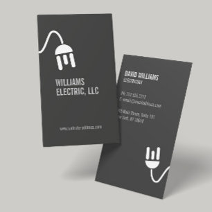 VISITA TARJETA DE NEGOCIO MODERNA BOLD GRAY ELECTRICIAN