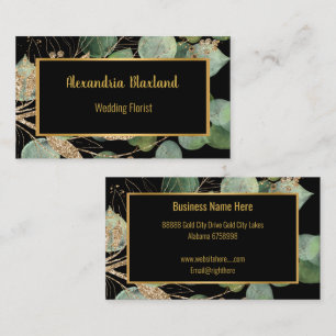 VISITA TARJETA DE NEGOCIO VERDE SAGE EUCALYPTUS GOLD BLAC