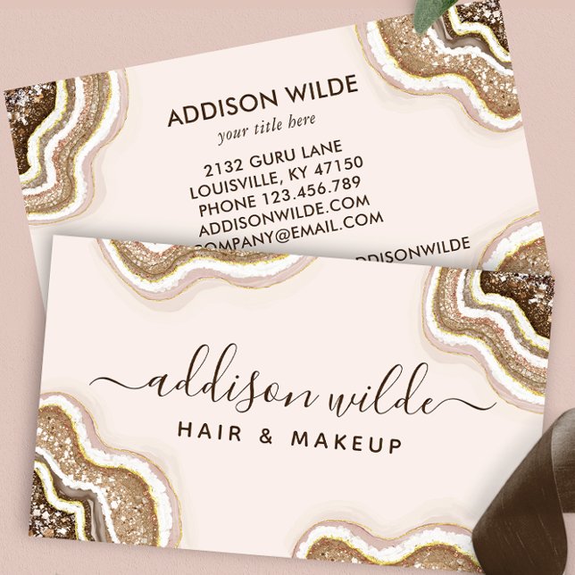 Visita Tarjeta De Negocios Agate Geode De Purpurina Marró (Subido por el creador)