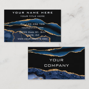 Visita Tarjeta de negocios Agy Navy Blue Gold Geode Gemst