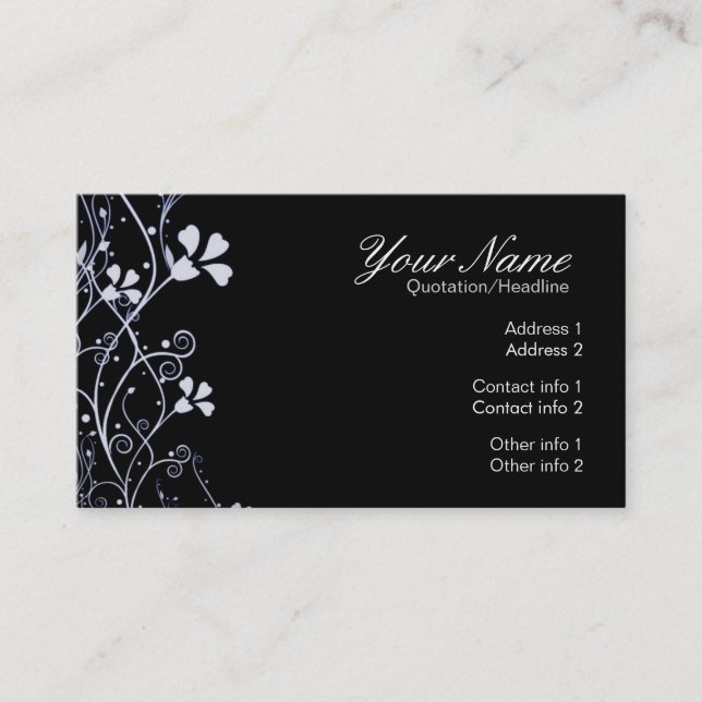 Visita Tarjeta de negocios BlackWhite Florali (Anverso)