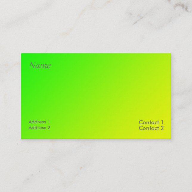 Visita tarjeta de negocios con gradiente verde amarillo (Anverso)