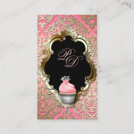 Visita Tarjeta de negocios Cupcake Elegante Damask Oro ro