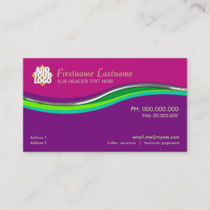 Visita Tarjeta de negocios Curvas Rosa Purpura Verde