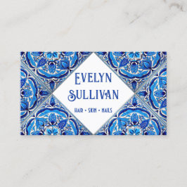 Visita Tarjeta de negocios de azulejos mediterráneos azul