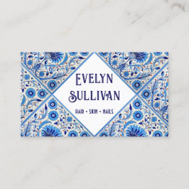 Visita Tarjeta de negocios de azulejos mediterráneos azul