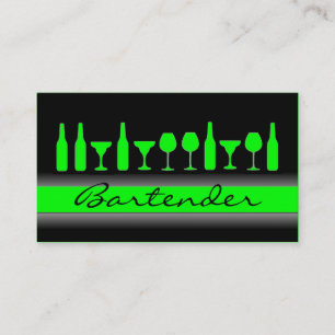 Visita Tarjeta de negocios de bebidas de barman verde neó