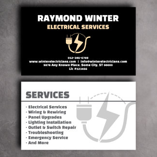 Visita Tarjeta de Negocios de Electricista Eléctrico Negr