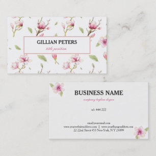 Visita Tarjeta De Negocios De Flores Blancas Y Rosa