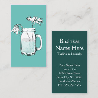 Visita tarjeta de negocios de mason jar daisies