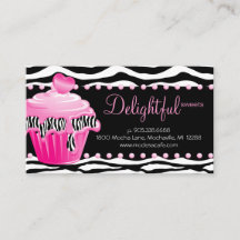 Tarjeta de negocios de panadería Zebra Pastel rosa
