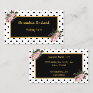 VISITA TARJETA DE NEGOCIOS DE POLKA DOT BLACK GOLD PINK F