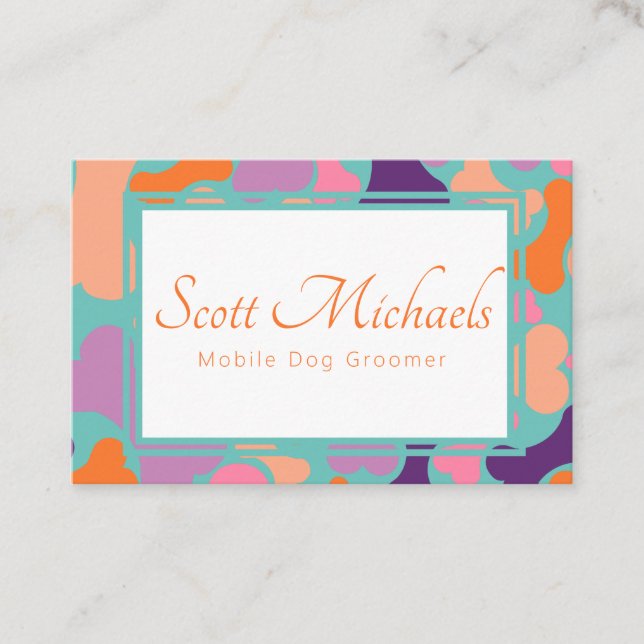 Visita tarjeta de negocios de servicios de mascota de hue (Anverso)