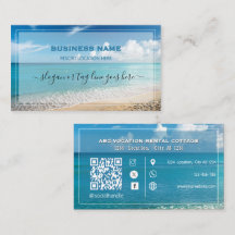 Tarjeta de Negocios de Spa Elegante Playa Código Q