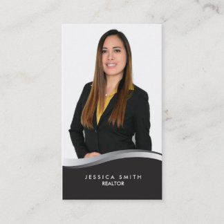 Visita Tarjeta de negocios de swoosh plateado inmobiliari