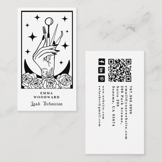 Visita Tarjeta de Negocios de Técnico de Pestañas Tarot (Anverso / Reverso)