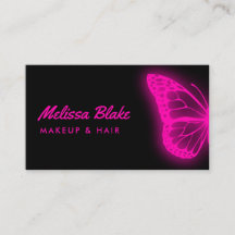 tarjeta de negocios del logotipo de mariposa rosa 
