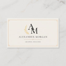 Tarjeta de Negocios Dorada Monograma Minimalista M