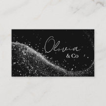 Tarjeta de Negocios Elegante Negro y Plata con Bri