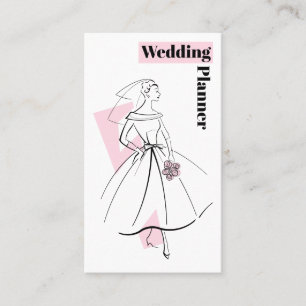 Visita Tarjeta de negocios Fashion Bride Pink Wedding Pla