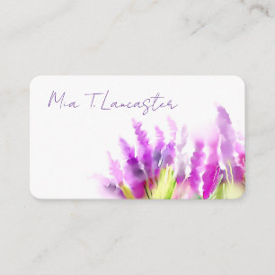 Visita Tarjeta de negocios floral de color púrpura lavand