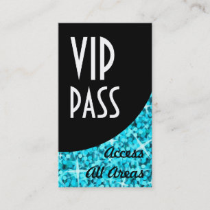 Visita Tarjeta de negocios Glitz Blue 'VIP Pass' Black Cu
