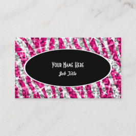 Visita Tarjeta de negocios Glitz Zebra Pink Black Oval