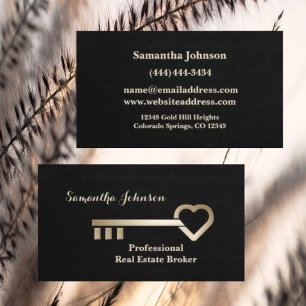 Visita Tarjeta de negocios Gold Key Black Linen Real Esta