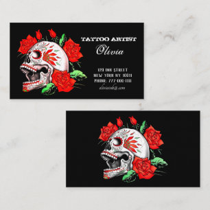 Visita Tarjeta De Negocios Gótica Elegante Skull Y Roses 