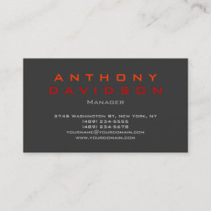 Visita Tarjeta de negocios Gray naranja trendy rojo
