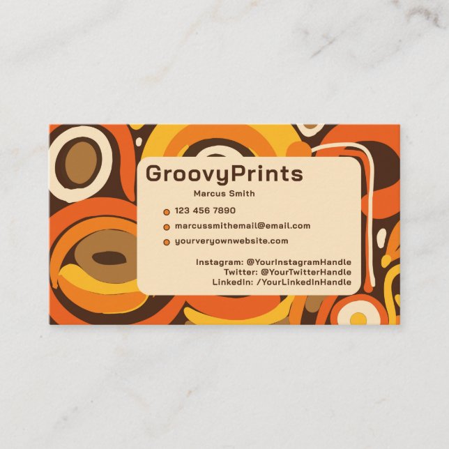 Visita Tarjeta de negocios Groovy Setenta (Anverso)
