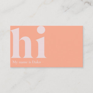 Visita Tarjeta de negocios "hi" moderna en melocotón y ma