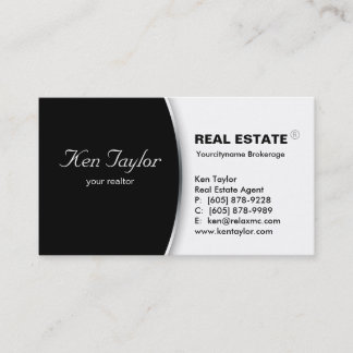 Visita Tarjeta de negocios inmobiliaria redonda Black Sil