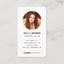 Tarjeta de negocios moderna con foto y medios soci