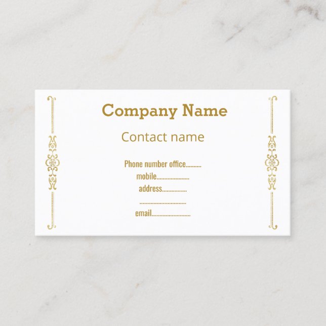 VISITA TARJETA DE NEGOCIOS MODERNA DE ORO BLANCO (Anverso)