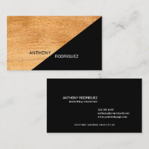 Tarjeta de Negocios Negra con Dorado Moderno