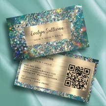 Tarjeta de negocios opal verde azulada de purpurin