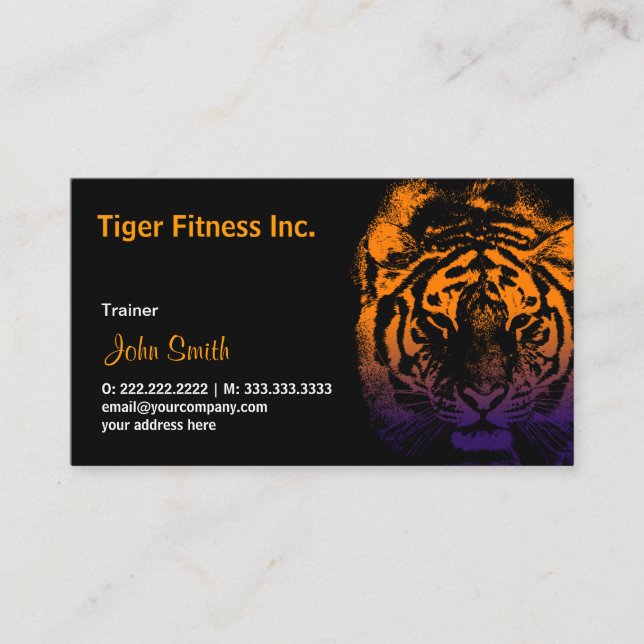 Visita Tarjeta de negocios oscura Tiger Fitness/Workout (Anverso)