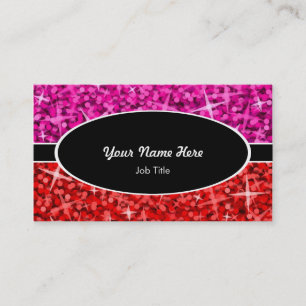 Visita Tarjeta de negocios ovalada Glitz Mix Pink Red Pin