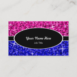 Visita Tarjeta de negocios ovalada rosa rosa azul glitz M