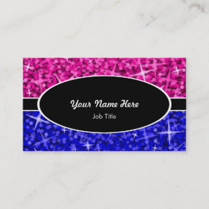 Visita Tarjeta de negocios ovalada rosa rosa azul glitz M
