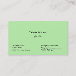 Visita tarjeta de negocios personal verde claro