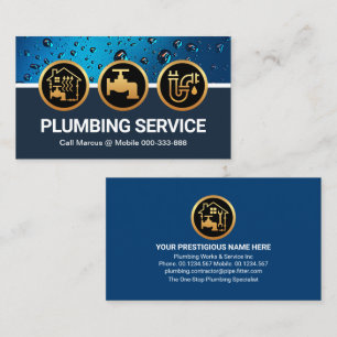 Visita Tarjeta de negocios Plumbing Icons Water Drop